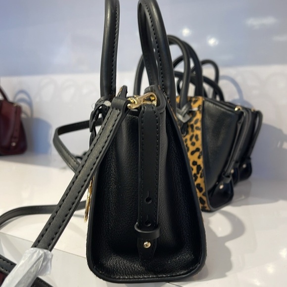 Avril Extra-Small Cheetah Print Calf Hair and Leather Satchel BLACK COMBJO - Picture 14 of 16